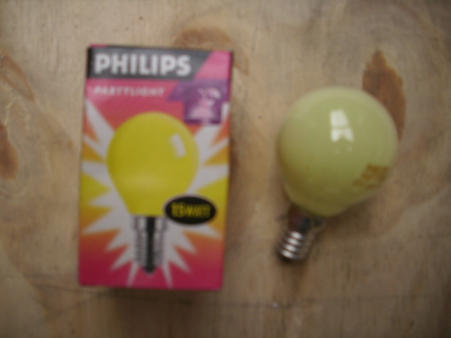 Kogellamp party geel 15W E14 (Philips)